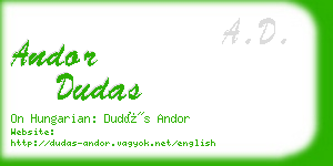 andor dudas business card